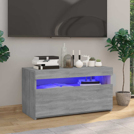 Tv-bänk med LED-belysning grå sonoma 75x35x40 cm