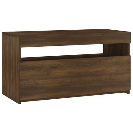 Tv-bänk med LED-belysning brun ek 75x35x40 cm