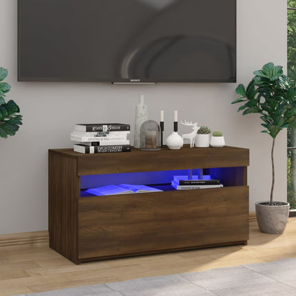 Tv-bänk med LED-belysning brun ek 75x35x40 cm