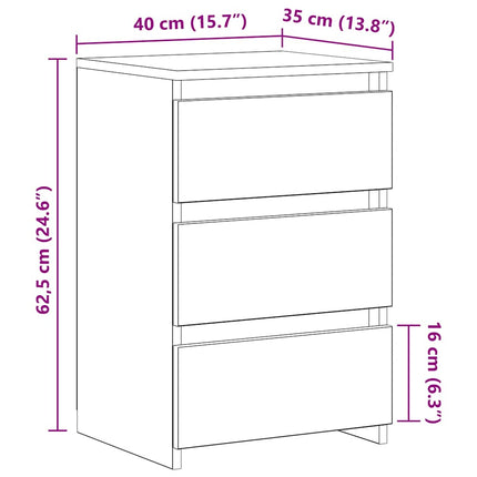 Sängbord 2 st rökfärgad ek 40x35x62,5 cm konstruerat trä