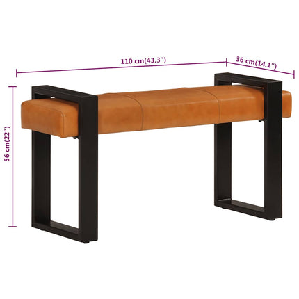 Bänk svart och brun 110 cm äkta getskinn