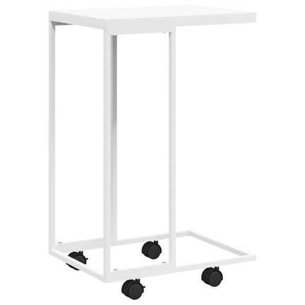 Sidobord med hjul vit 40x30x63,5 cm konstruerat trä