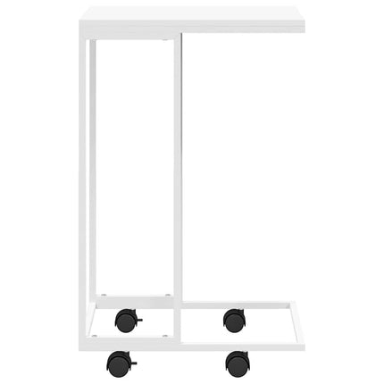 Sidobord med hjul vit 40x30x63,5 cm konstruerat trä