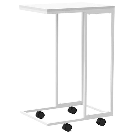 Sidobord med hjul vit 40x30x63,5 cm konstruerat trä