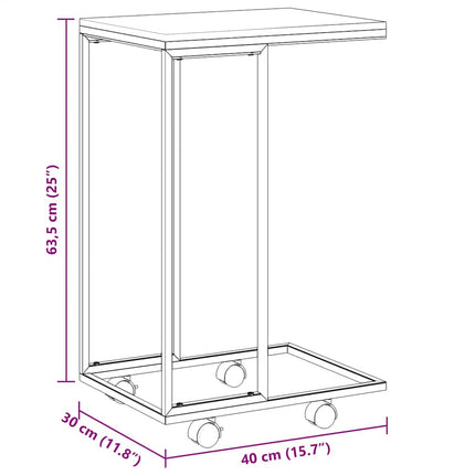 Sidobord med hjul vit 40x30x63,5 cm konstruerat trä