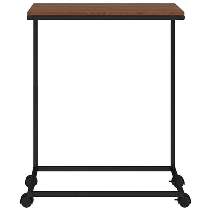 Sidobord med hjul svart 55x35x70 cm konstruerat trä