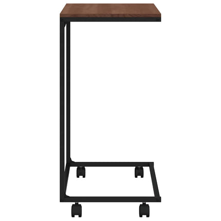 Sidobord med hjul svart 55x35x70 cm konstruerat trä