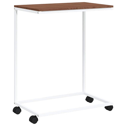 Sidobord med hjul vit 55x35x70 cm konstruerat trä