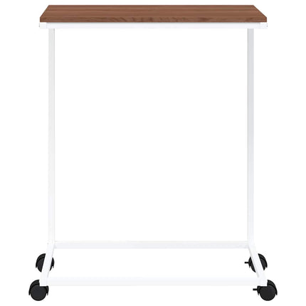Sidobord med hjul vit 55x35x70 cm konstruerat trä