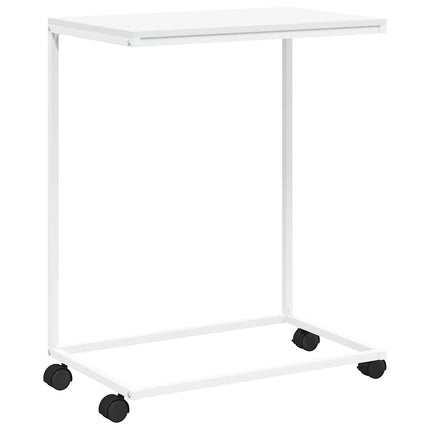 Sidobord med hjul vit 55x35x70 cm konstruerat trä