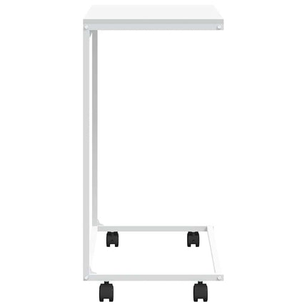 Sidobord med hjul vit 55x35x70 cm konstruerat trä