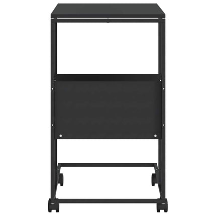 Sidobord med hjul svart 55x36x63,5 cm konstruerat trä
