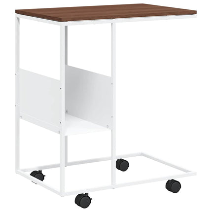 Sidobord med hjul vit 55x36x63,5 cm konstruerat trä