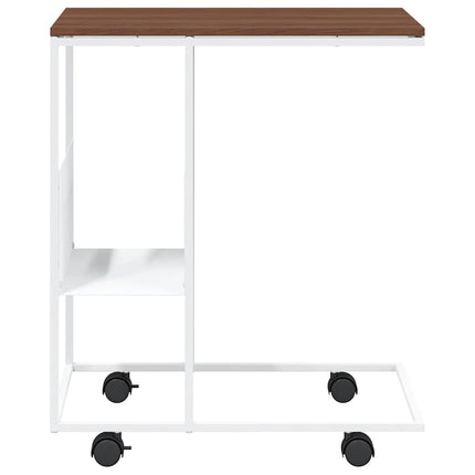 Sidobord med hjul vit 55x36x63,5 cm konstruerat trä