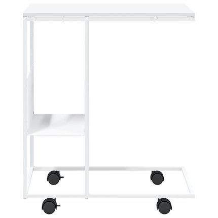 Sidobord med hjul vit 55x36x63,5 cm konstruerat trä