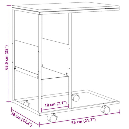 Sidobord med hjul vit 55x36x63,5 cm konstruerat trä