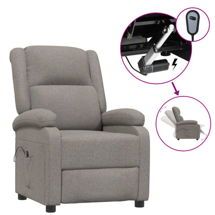 Elektrisk reclinerfåtölj taupe tyg