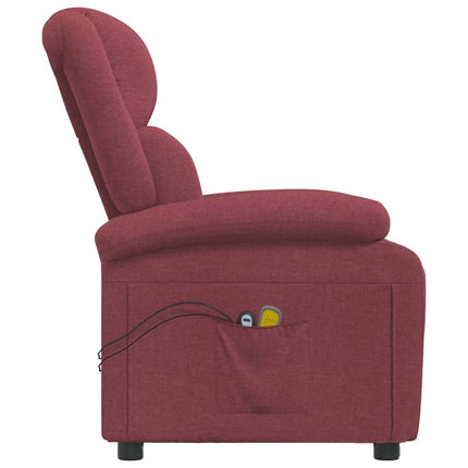 Elektrisk massagefåtölj vinröd tyg