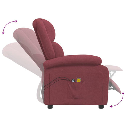 Elektrisk massagefåtölj vinröd tyg