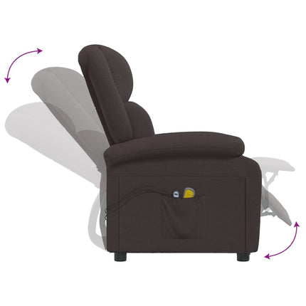 Elektrisk massagefåtölj mörkbrun tyg
