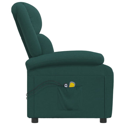 Massagefåtölj mörkgrön tyg