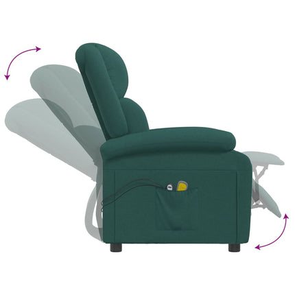 Massagefåtölj mörkgrön tyg