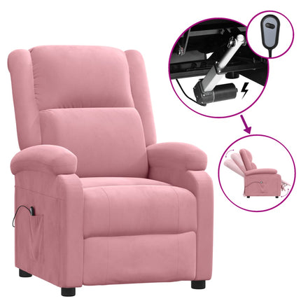 Elektrisk reclinerfåtölj rosa sammet