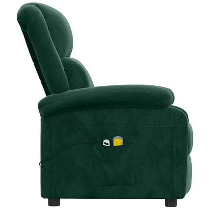 Massagefåtölj mörkgrön sammet
