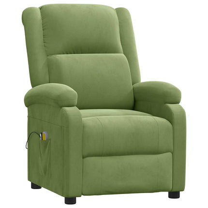 Massagefåtölj ljusgrön sammet