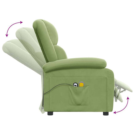 Massagefåtölj ljusgrön sammet