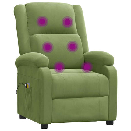 Massagefåtölj ljusgrön sammet