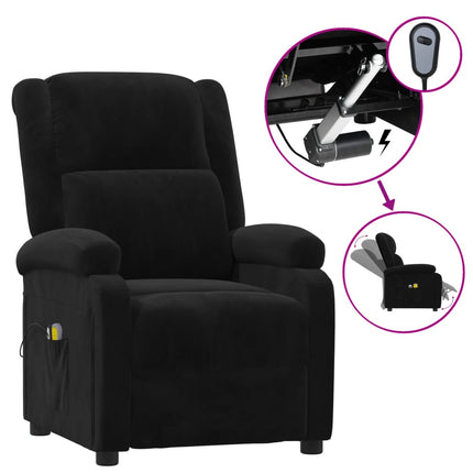 Elektrisk massagefåtölj svart sammet