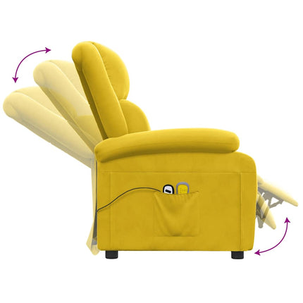 Elektrisk massagefåtölj gul sammet