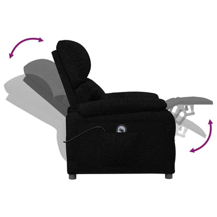 Elektrisk reclinerfåtölj svart tyg