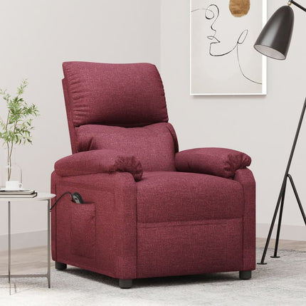 Elektrisk reclinerfåtölj vinröd tyg