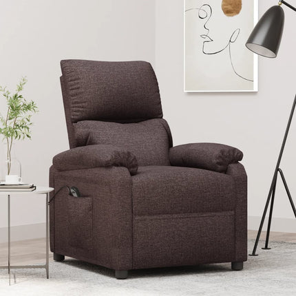 Elektrisk reclinerfåtölj mörkbrun tyg