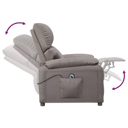 Elektrisk reclinerfåtölj taupe tyg