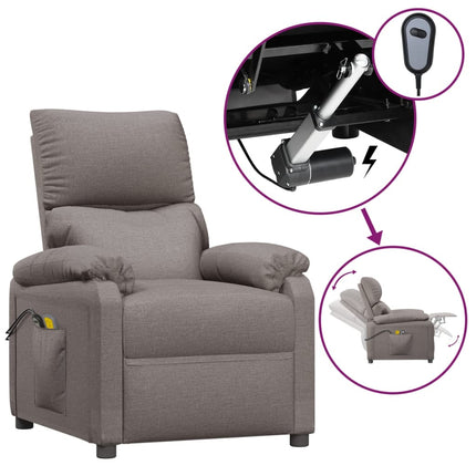 Elektrisk massagefåtölj taupe tyg