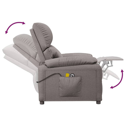Elektrisk massagefåtölj taupe tyg