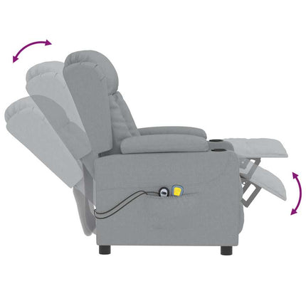 Elektrisk massagefåtölj ljusgrå tyg