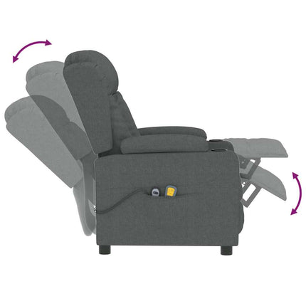 Elektrisk massagefåtölj mörkgrå tyg