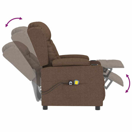 Elektrisk massagefåtölj brun tyg