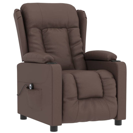 Elektronisk reclinerfåtölj brun konstläder