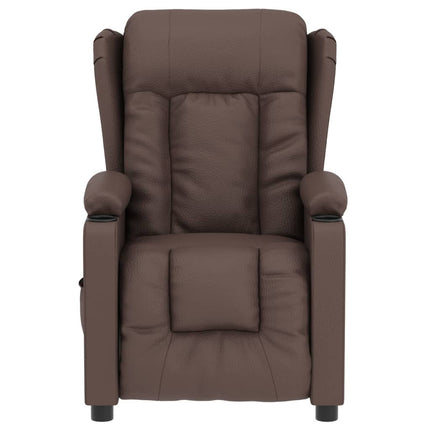 Elektronisk reclinerfåtölj brun konstläder