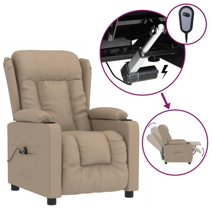Elektrisk reclinerfåtölj cappuccino konstläder