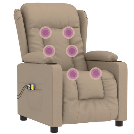 Elektrisk massagefåtölj cappuccino konstläder