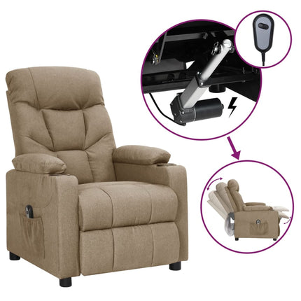 Elektrisk reclinerfåtölj taupe tyg