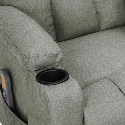 Elektrisk massagefåtölj ljusgrå tyg