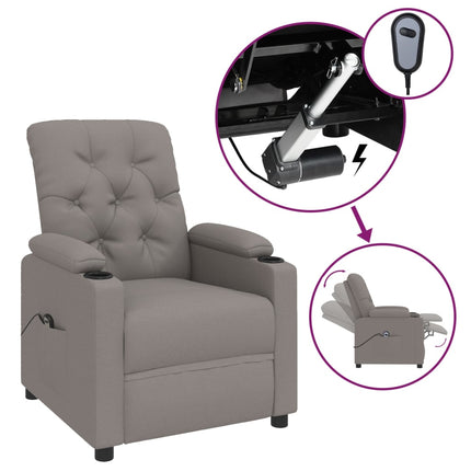 Elektrisk reclinerfåtölj taupe tyg