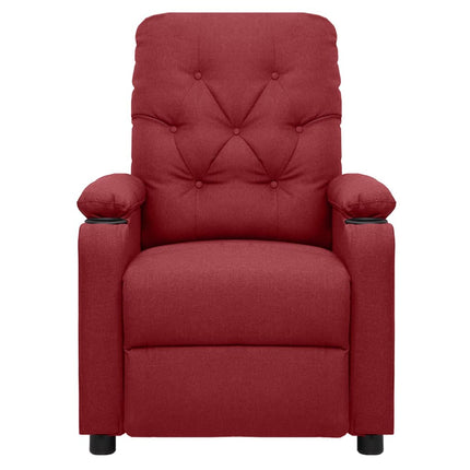 Elektrisk massagefåtölj vinröd tyg
